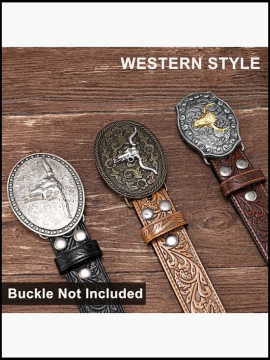 3 Pack Western Leather Belts Without Buckle, Adjustable Straps main image 2